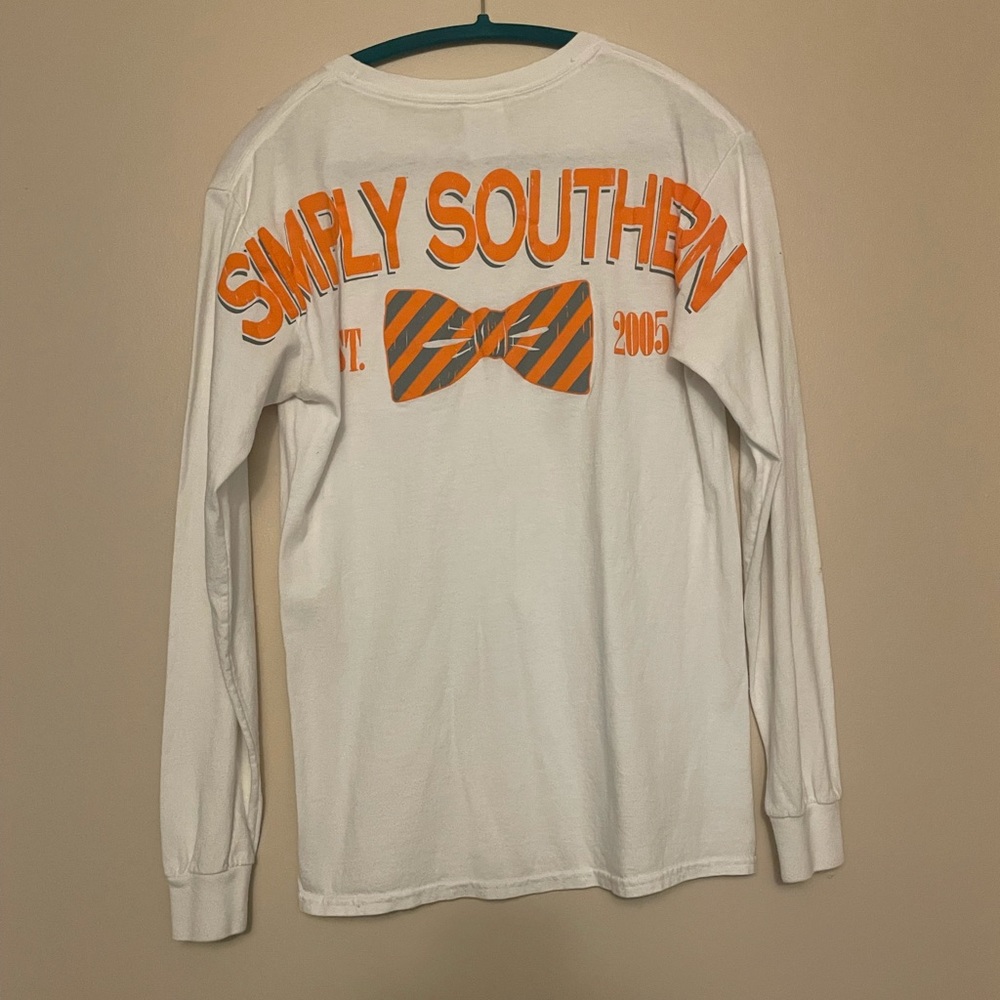 Simply Southern White Long Sleeve with Orange Lettering.